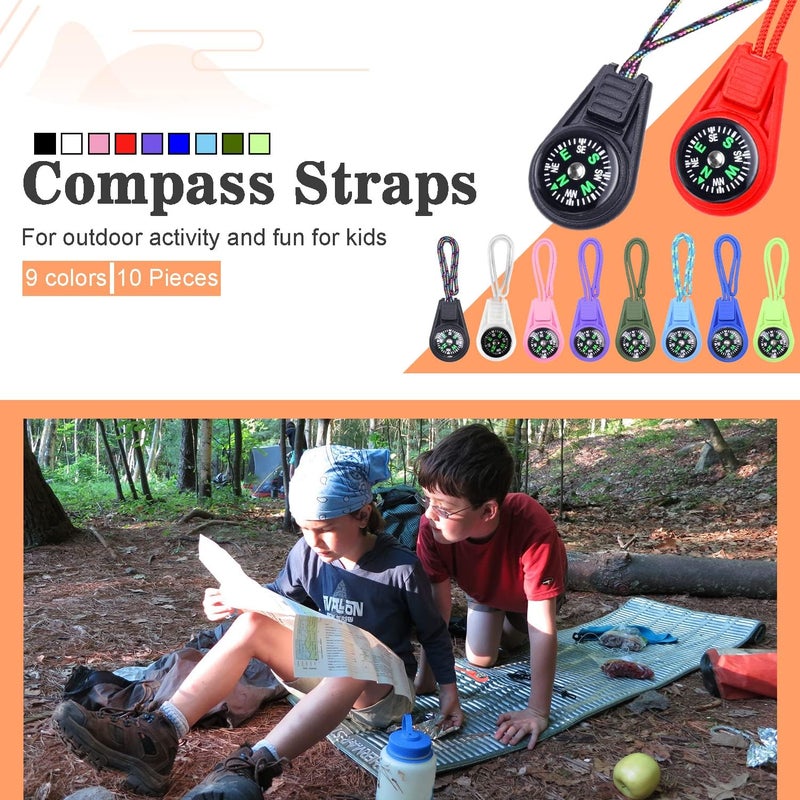 LongSLong Mini Compass for Kids Compass Keychain，Button Compass Bulk kit，Paracord Hiking Survival Small Compasses，Kids Scout Compass. - Image 2